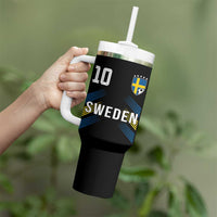 Sweden Soccer Sports Graphic Number 10 Jersey Style Tumbler With Handle Proud Swedish Football Fans Game Day Pride