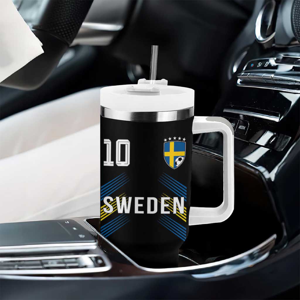 Sweden Soccer Sports Graphic Number 10 Jersey Style Tumbler With Handle Proud Swedish Football Fans Game Day Pride