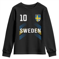 Sweden Soccer Sports Graphic Number 10 Jersey Style Youth Sweatshirt Proud Swedish Football Fans Game Day Pride