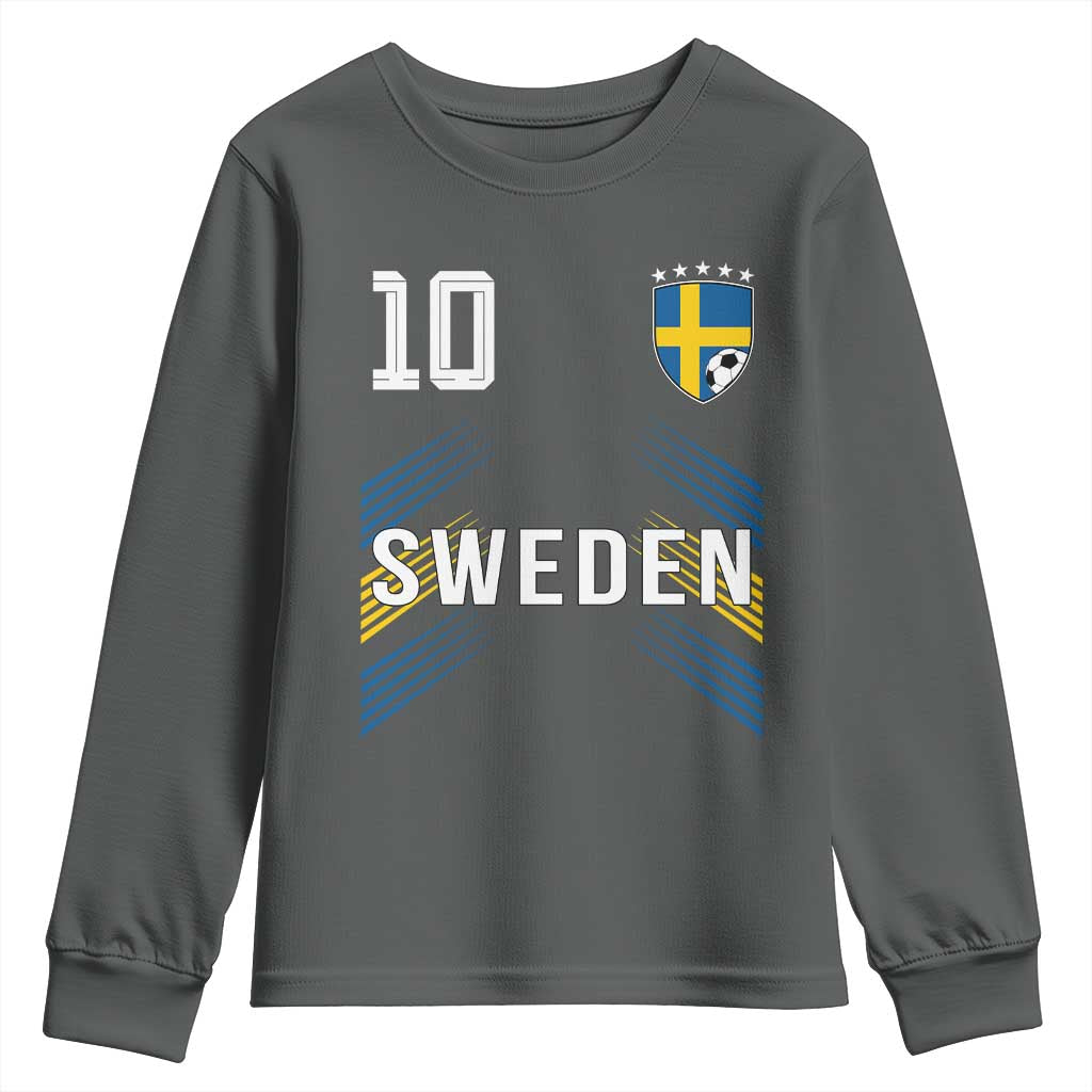 Sweden Soccer Sports Graphic Number 10 Jersey Style Youth Sweatshirt Proud Swedish Football Fans Game Day Pride