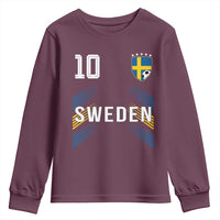 Sweden Soccer Sports Graphic Number 10 Jersey Style Youth Sweatshirt Proud Swedish Football Fans Game Day Pride