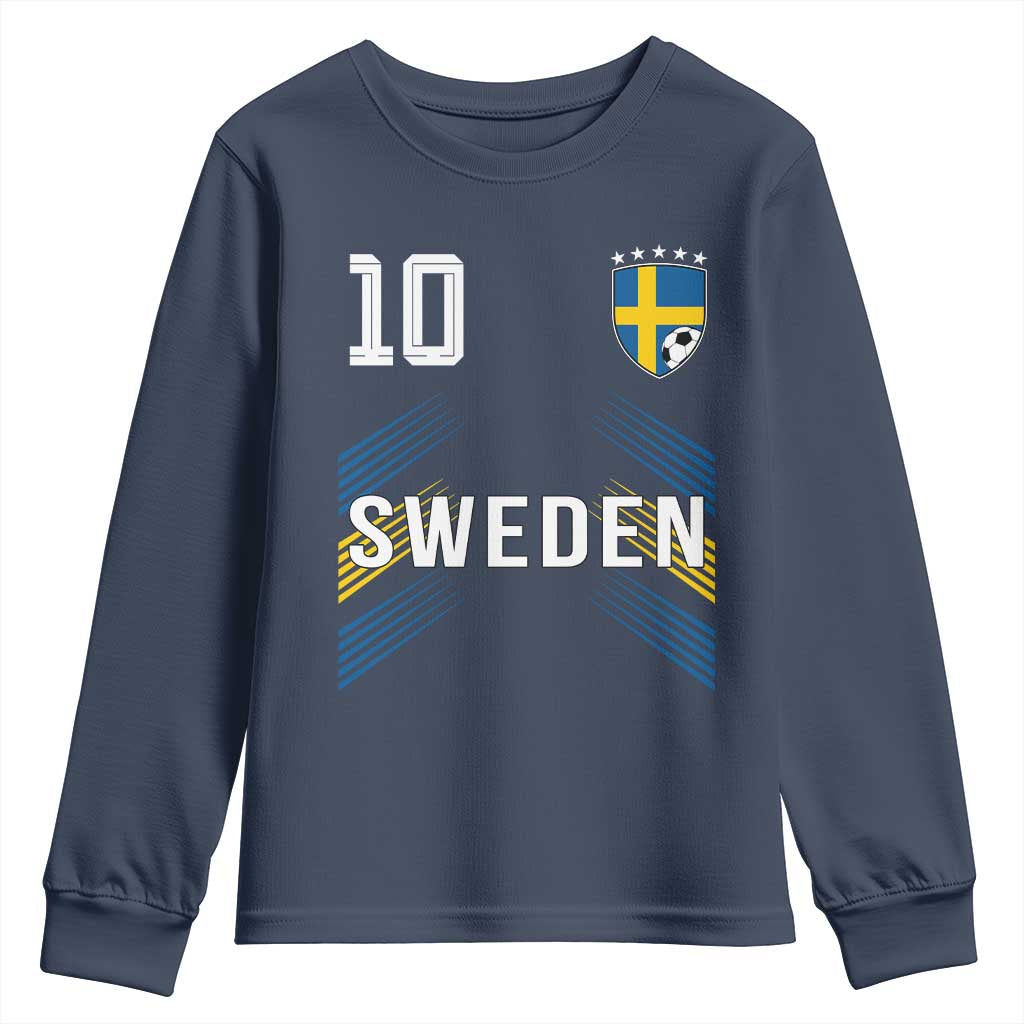 Sweden Soccer Sports Graphic Number 10 Jersey Style Youth Sweatshirt Proud Swedish Football Fans Game Day Pride