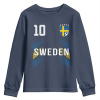 Sweden Soccer Sports Graphic Number 10 Jersey Style Youth Sweatshirt Proud Swedish Football Fans Game Day Pride