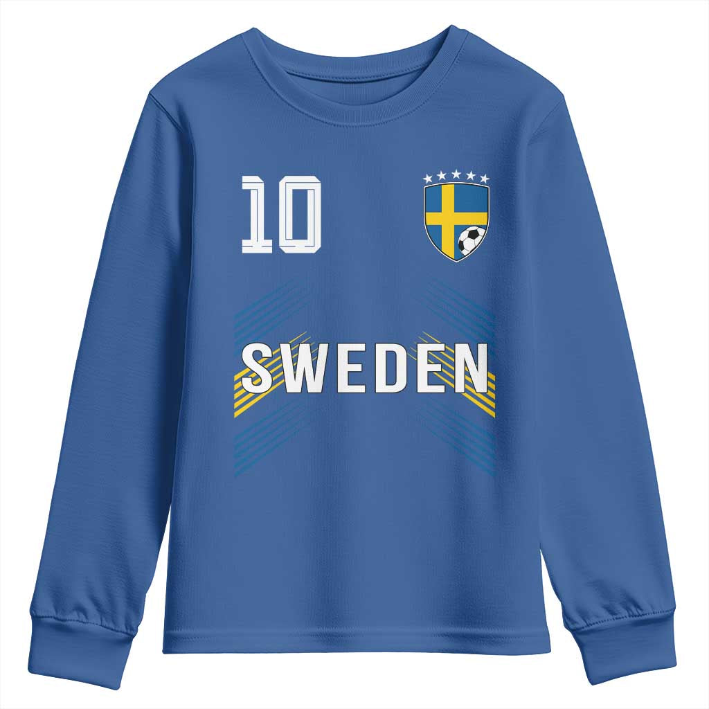 Sweden Soccer Sports Graphic Number 10 Jersey Style Youth Sweatshirt Proud Swedish Football Fans Game Day Pride