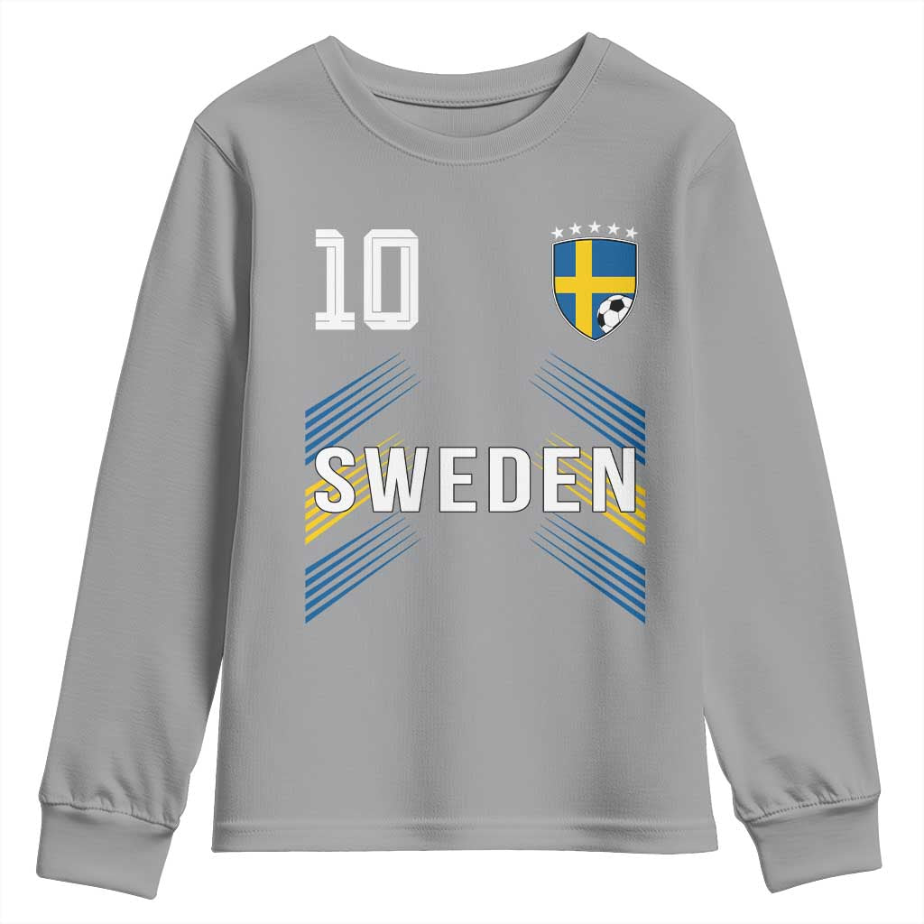 Sweden Soccer Sports Graphic Number 10 Jersey Style Youth Sweatshirt Proud Swedish Football Fans Game Day Pride
