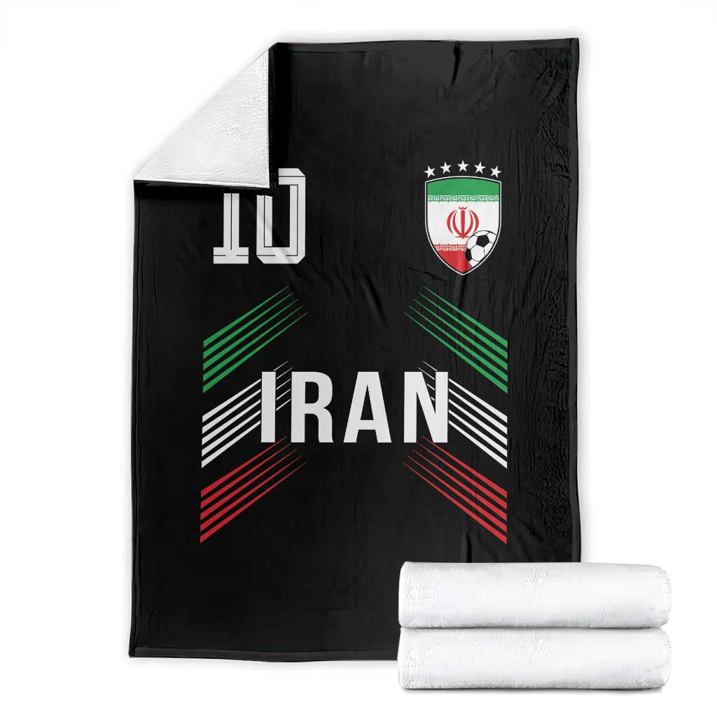 Iran Soccer Sports Graphic Number 10 Jersey Style Throw Blanket Proud Iranian Football Fans Game Day Pride