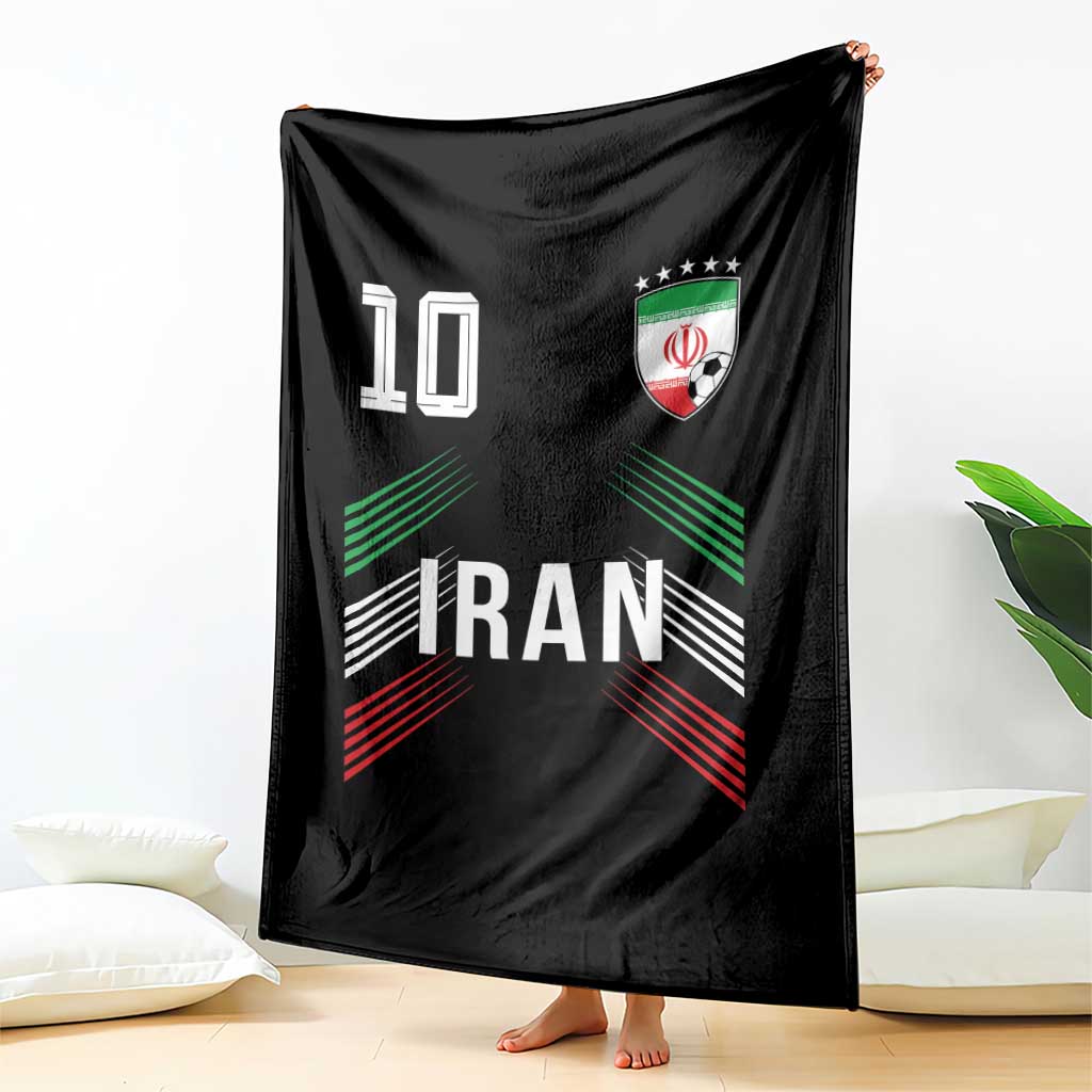 Iran Soccer Sports Graphic Number 10 Jersey Style Throw Blanket Proud Iranian Football Fans Game Day Pride