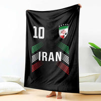 Iran Soccer Sports Graphic Number 10 Jersey Style Throw Blanket Proud Iranian Football Fans Game Day Pride