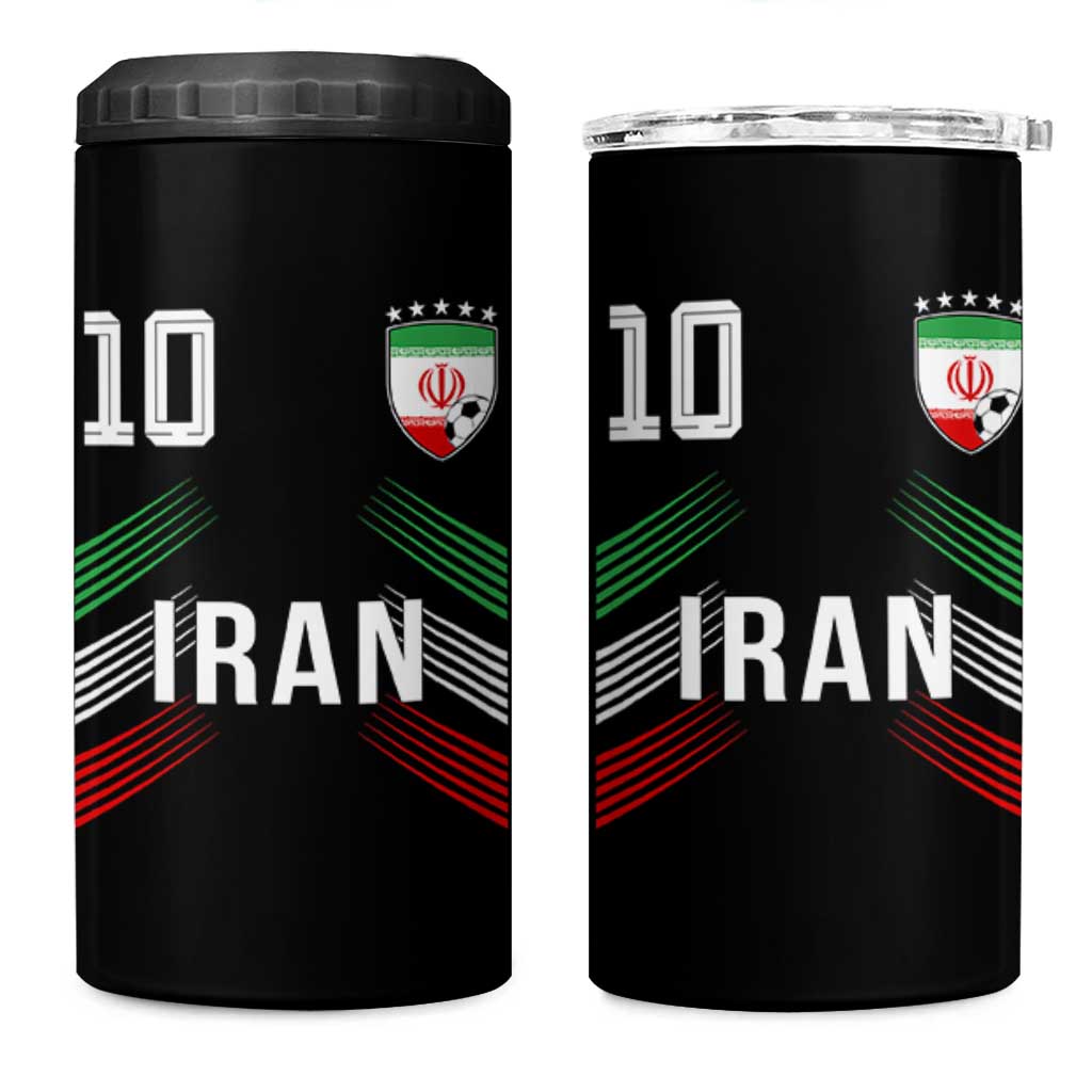 Iran Soccer Sports Graphic Number 10 Jersey Style 4 in 1 Can Cooler Tumbler Proud Iranian Football Fans Game Day Pride