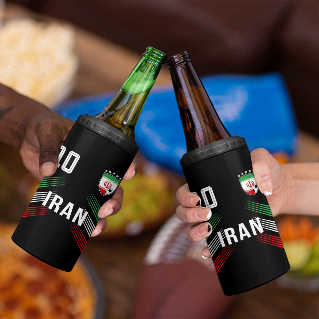 Iran Soccer Sports Graphic Number 10 Jersey Style 4 in 1 Can Cooler Tumbler Proud Iranian Football Fans Game Day Pride