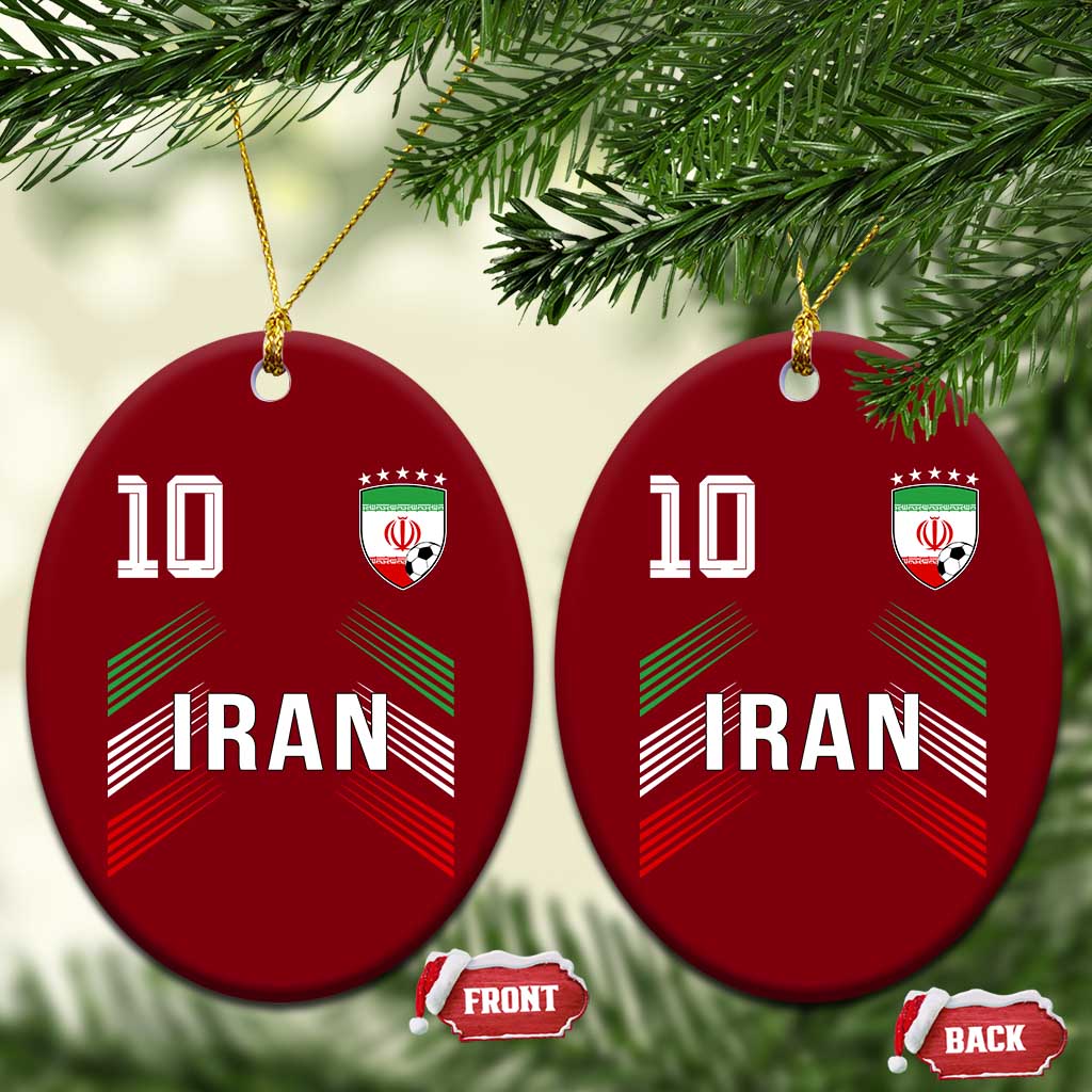 Iran Soccer Sports Graphic Number 10 Jersey Style Ceramic Ornament Proud Iranian Football Fans Game Day Pride