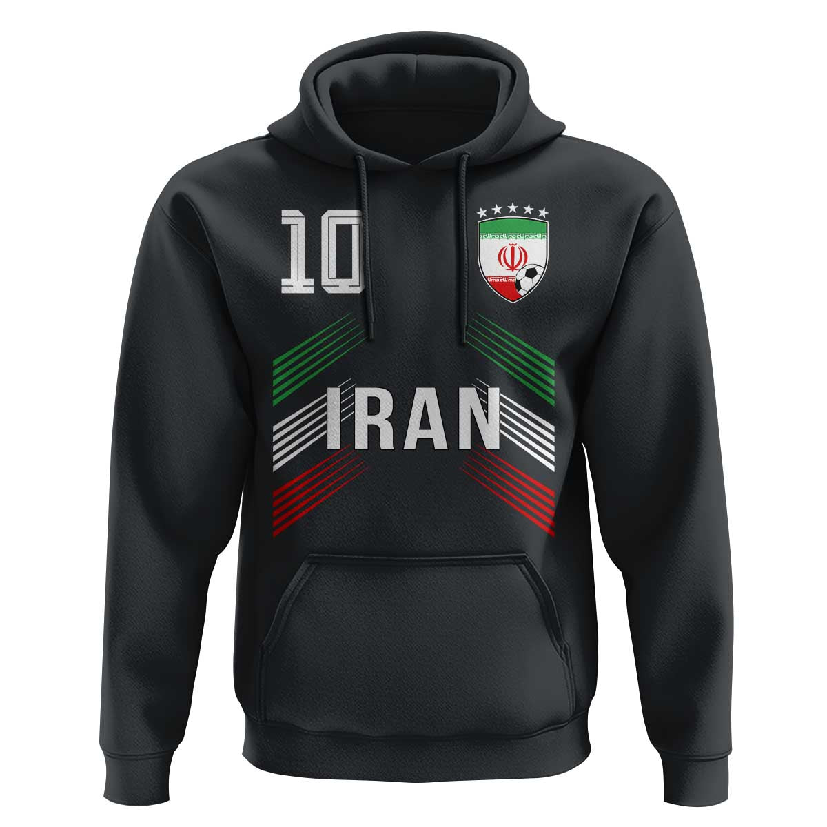 Iran Soccer Sports Graphic Number 10 Jersey Style Hoodie Proud Iranian Football Fans Game Day Pride