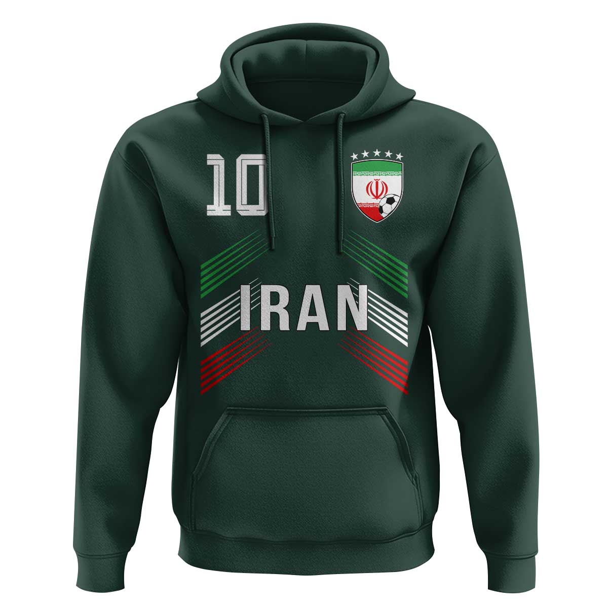 Iran Soccer Sports Graphic Number 10 Jersey Style Hoodie Proud Iranian Football Fans Game Day Pride
