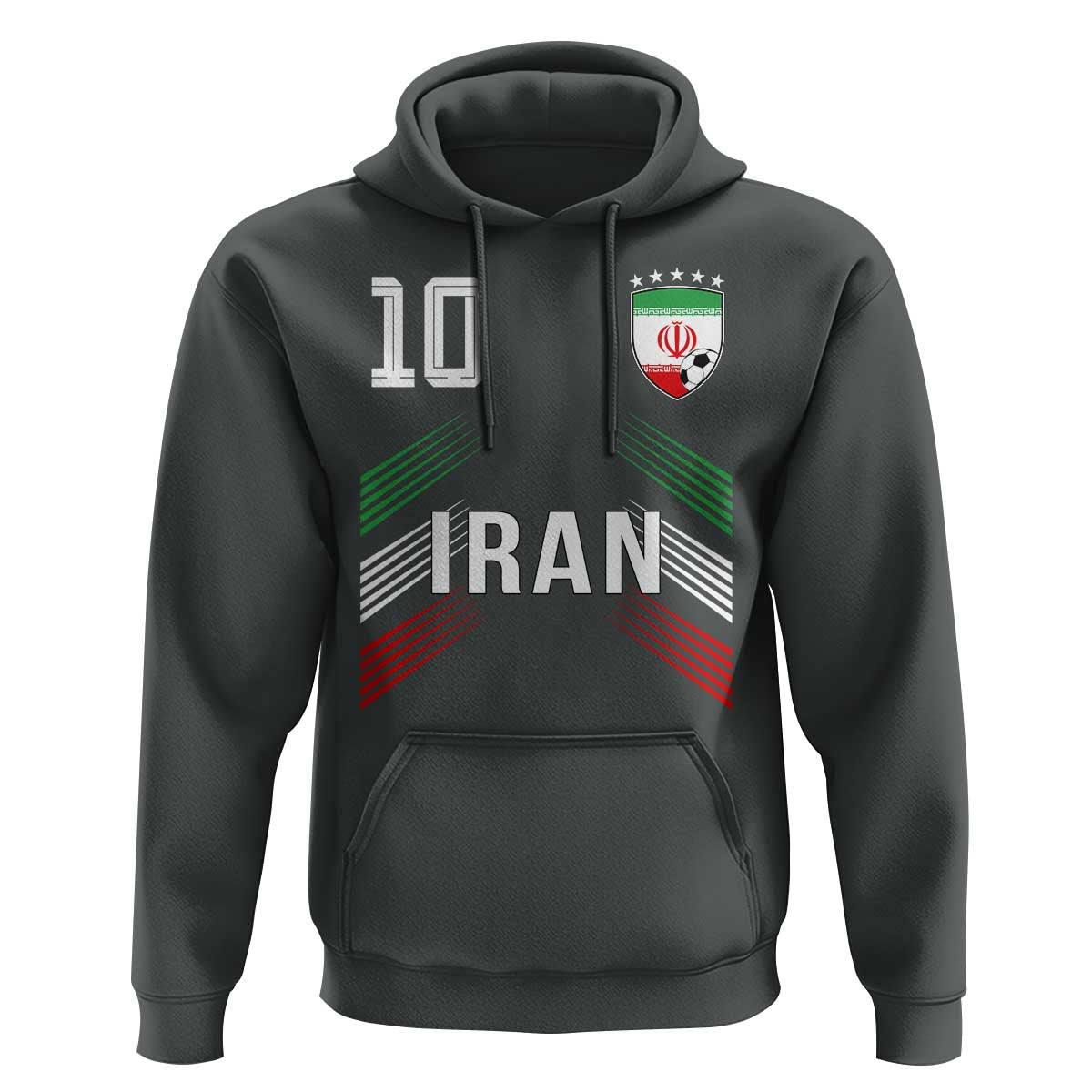 Iran Soccer Sports Graphic Number 10 Jersey Style Hoodie Proud Iranian Football Fans Game Day Pride