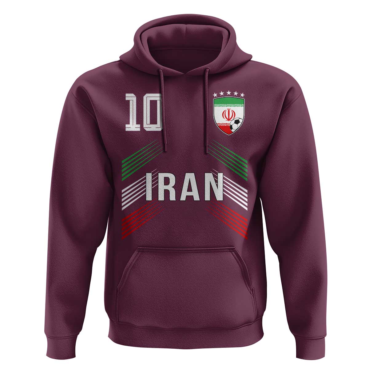 Iran Soccer Sports Graphic Number 10 Jersey Style Hoodie Proud Iranian Football Fans Game Day Pride