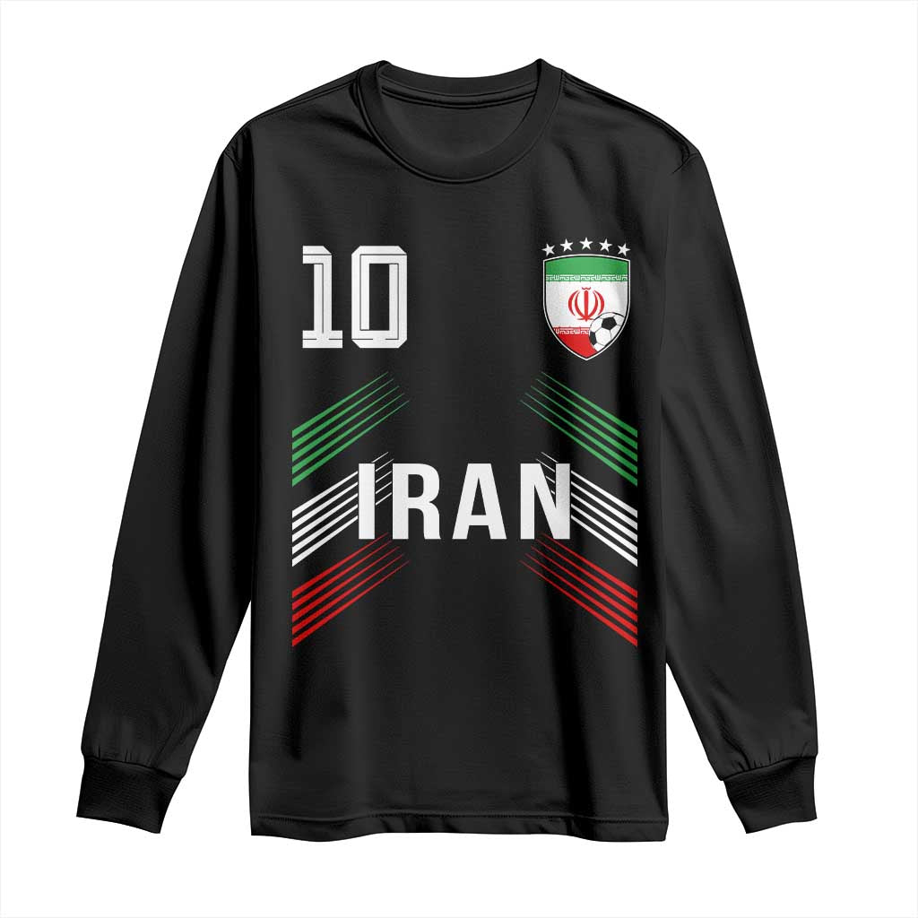 Iran Soccer Sports Graphic Number 10 Jersey Style Long Sleeve Shirt Proud Iranian Football Fans Game Day Pride