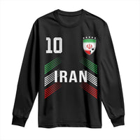Iran Soccer Sports Graphic Number 10 Jersey Style Long Sleeve Shirt Proud Iranian Football Fans Game Day Pride