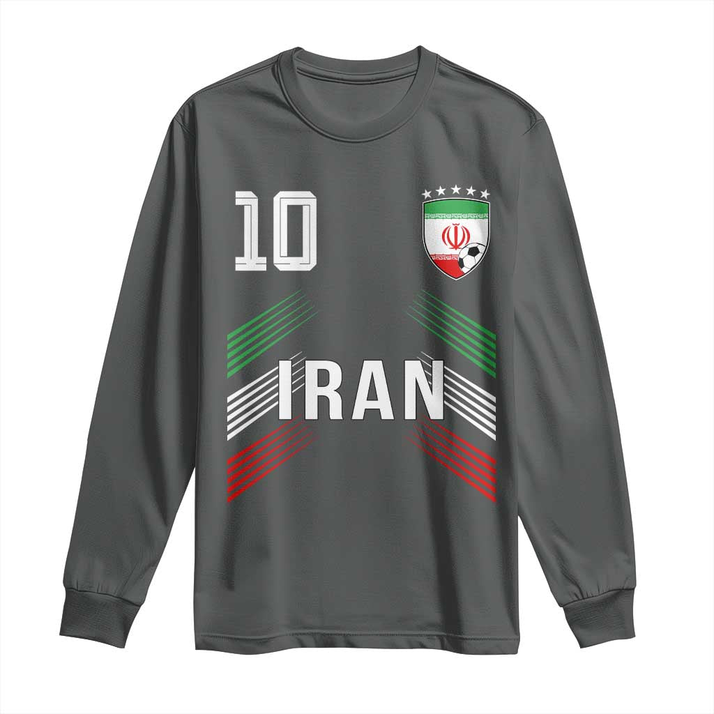 Iran Soccer Sports Graphic Number 10 Jersey Style Long Sleeve Shirt Proud Iranian Football Fans Game Day Pride