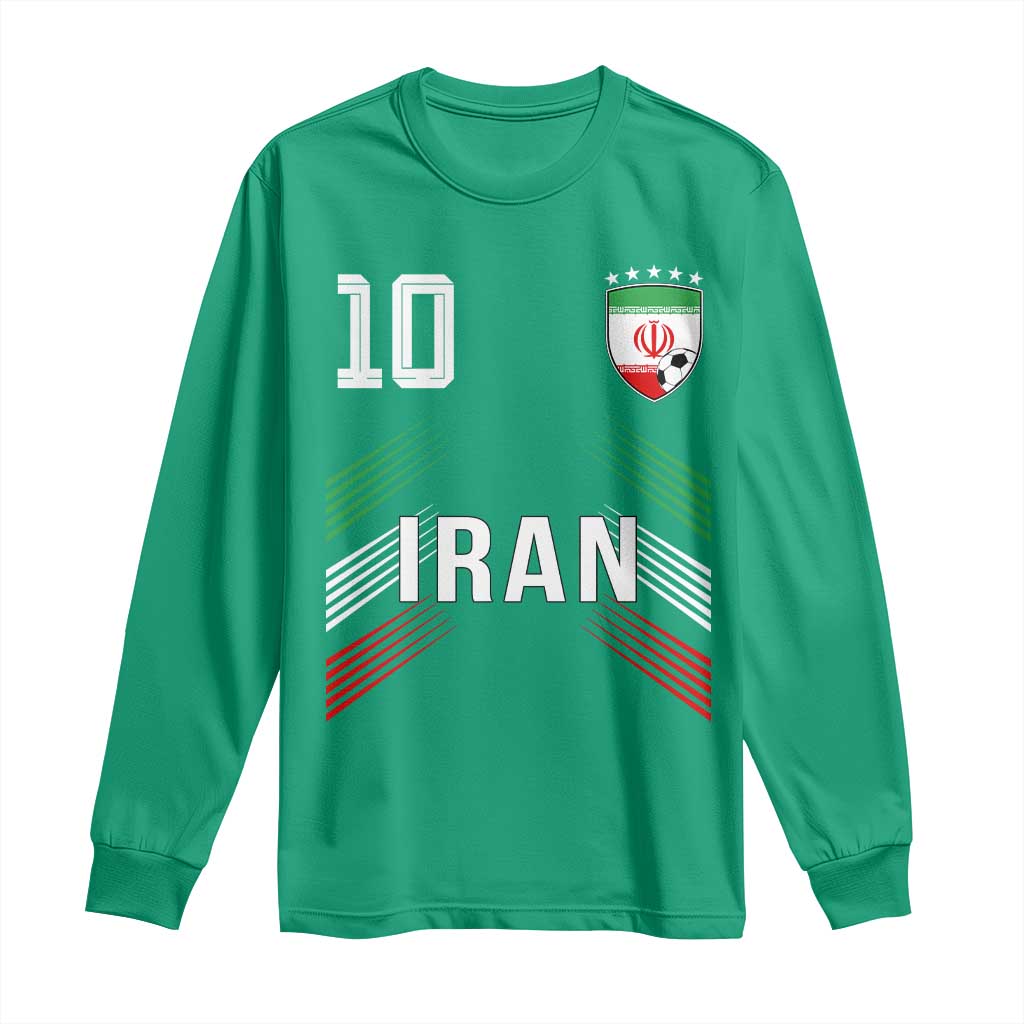 Iran Soccer Sports Graphic Number 10 Jersey Style Long Sleeve Shirt Proud Iranian Football Fans Game Day Pride