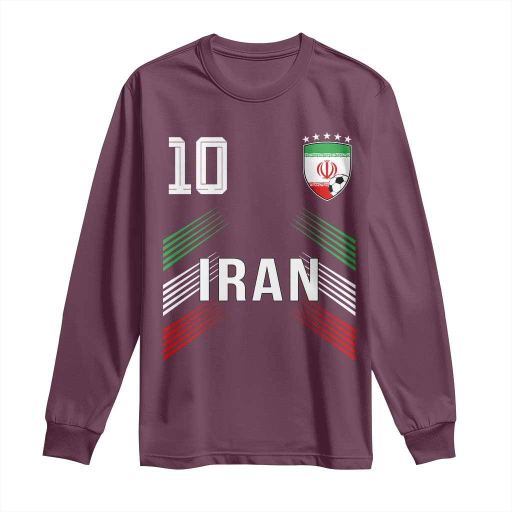 Iran Soccer Sports Graphic Number 10 Jersey Style Long Sleeve Shirt Proud Iranian Football Fans Game Day Pride