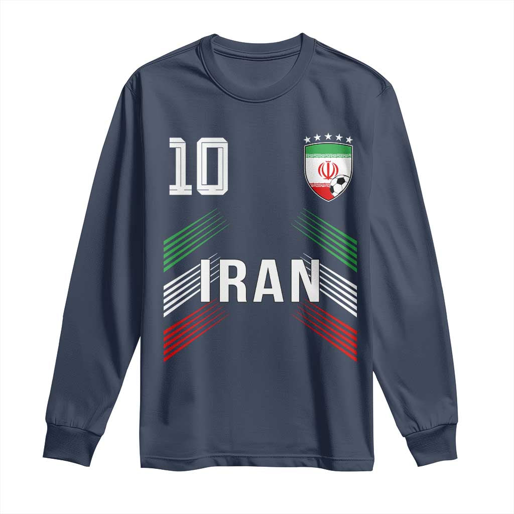 Iran Soccer Sports Graphic Number 10 Jersey Style Long Sleeve Shirt Proud Iranian Football Fans Game Day Pride