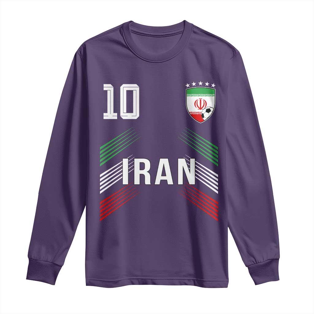 Iran Soccer Sports Graphic Number 10 Jersey Style Long Sleeve Shirt Proud Iranian Football Fans Game Day Pride