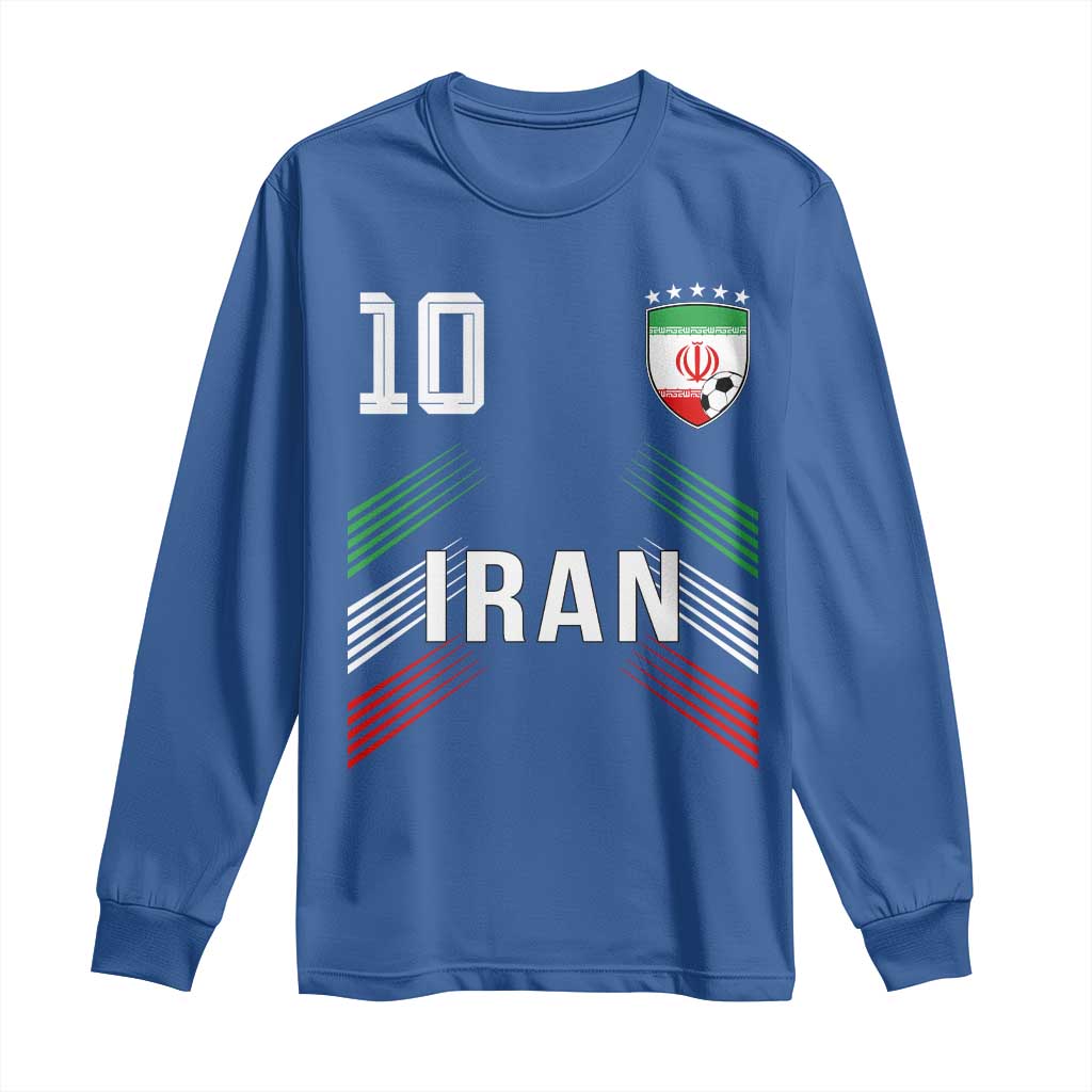 Iran Soccer Sports Graphic Number 10 Jersey Style Long Sleeve Shirt Proud Iranian Football Fans Game Day Pride