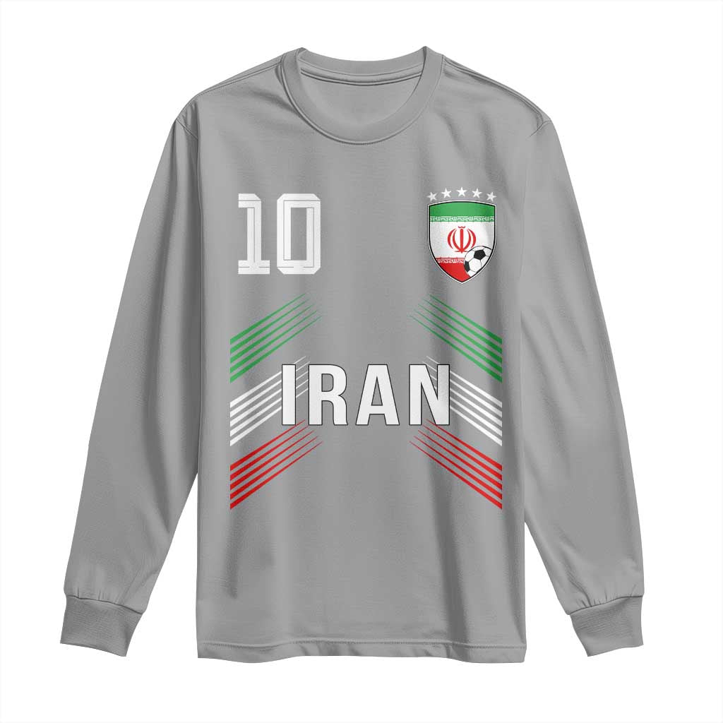 Iran Soccer Sports Graphic Number 10 Jersey Style Long Sleeve Shirt Proud Iranian Football Fans Game Day Pride