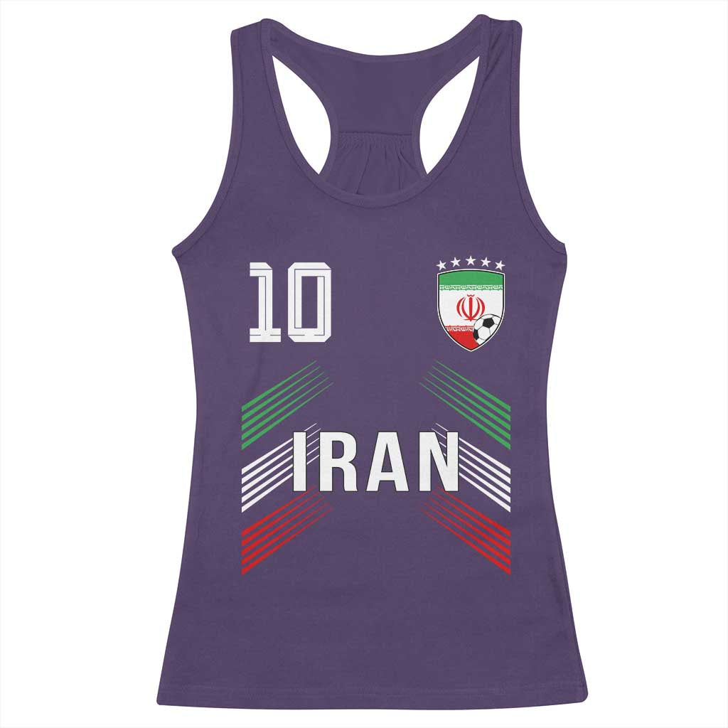 Iran Soccer Sports Graphic Number 10 Jersey Style Racerback Tank Top Proud Iranian Football Fans Game Day Pride