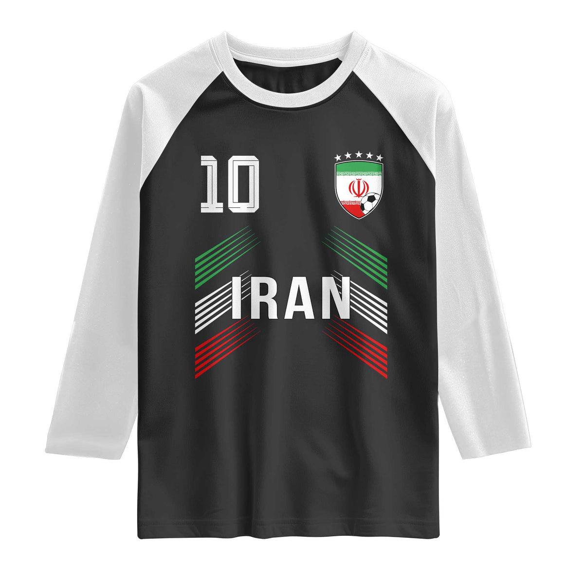 Iran Soccer Sports Graphic Number 10 Jersey Style Raglan Shirt Proud Iranian Football Fans Game Day Pride