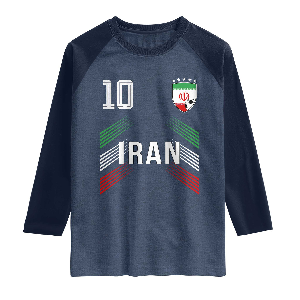 Iran Soccer Sports Graphic Number 10 Jersey Style Raglan Shirt Proud Iranian Football Fans Game Day Pride