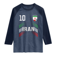 Iran Soccer Sports Graphic Number 10 Jersey Style Raglan Shirt Proud Iranian Football Fans Game Day Pride