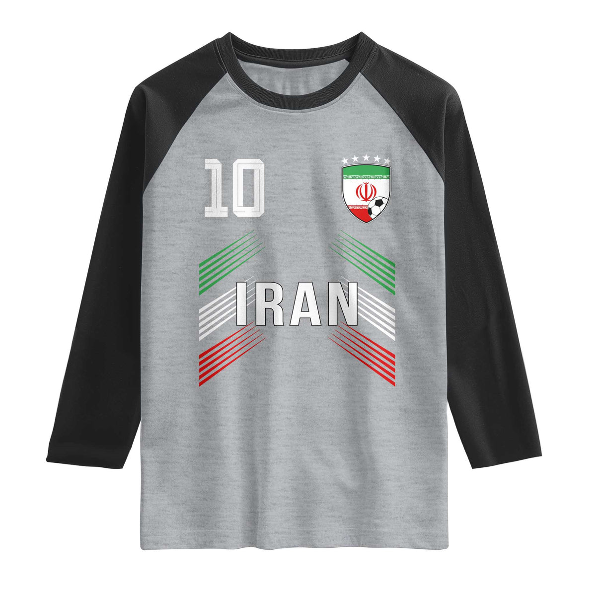Iran Soccer Sports Graphic Number 10 Jersey Style Raglan Shirt Proud Iranian Football Fans Game Day Pride