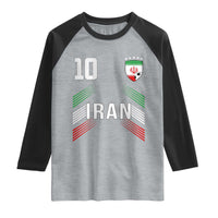Iran Soccer Sports Graphic Number 10 Jersey Style Raglan Shirt Proud Iranian Football Fans Game Day Pride