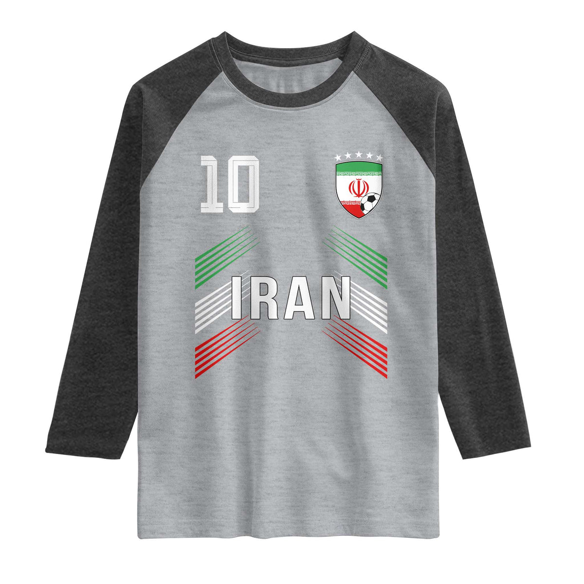 Iran Soccer Sports Graphic Number 10 Jersey Style Raglan Shirt Proud Iranian Football Fans Game Day Pride