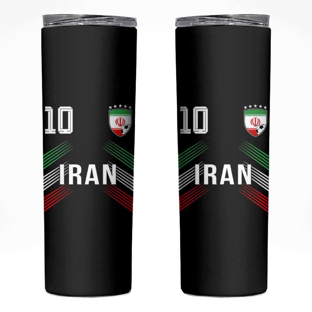 Iran Soccer Sports Graphic Number 10 Jersey Style Skinny Tumbler Proud Iranian Football Fans Game Day Pride