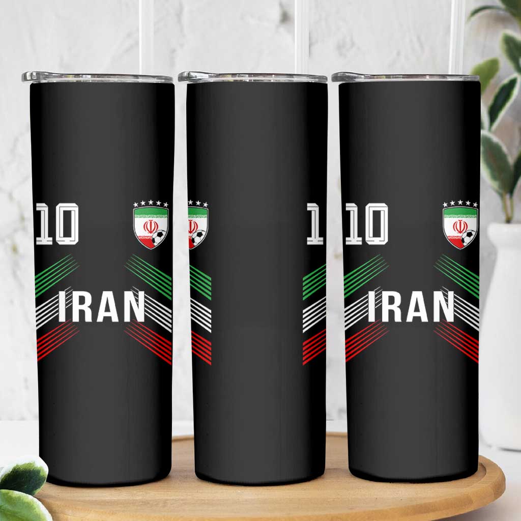 Iran Soccer Sports Graphic Number 10 Jersey Style Skinny Tumbler Proud Iranian Football Fans Game Day Pride