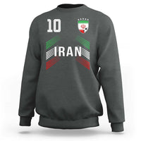Iran Soccer Sports Graphic Number 10 Jersey Style Sweatshirt Proud Iranian Football Fans Game Day Pride