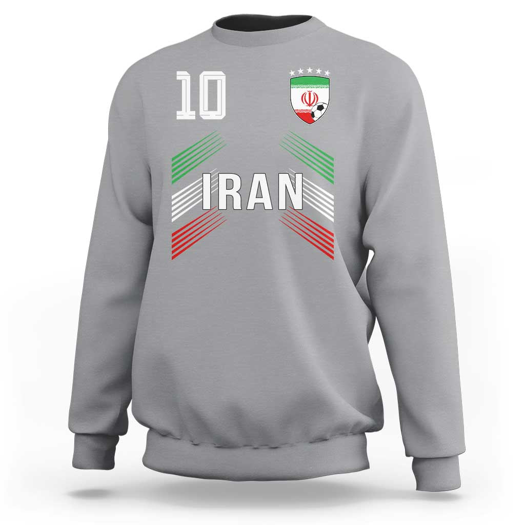 Iran Soccer Sports Graphic Number 10 Jersey Style Sweatshirt Proud Iranian Football Fans Game Day Pride