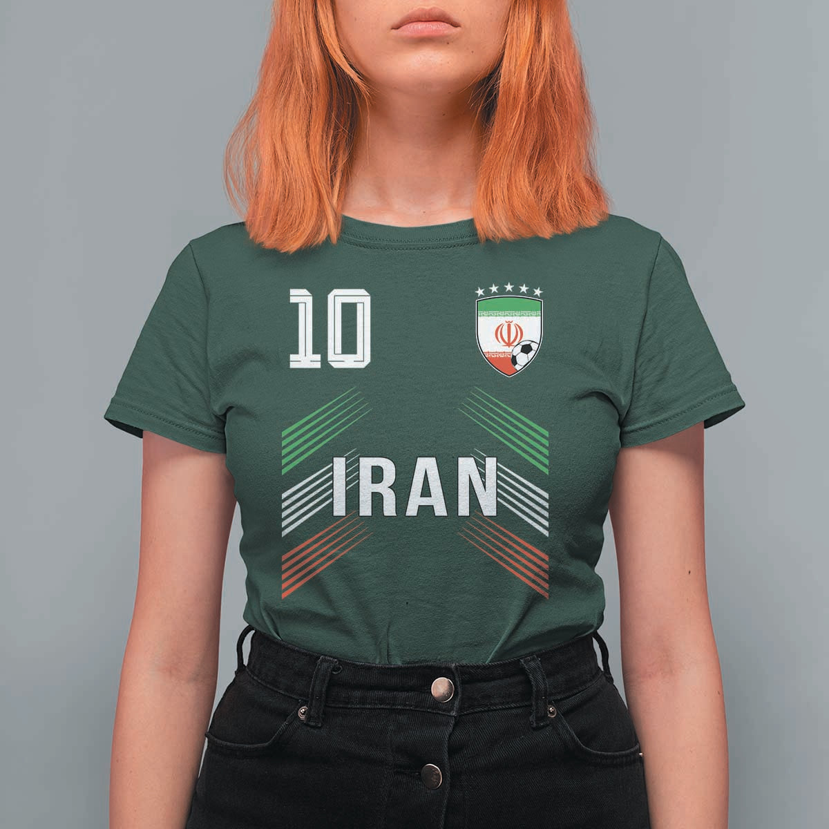 Iran Soccer Sports Graphic Number 10 Jersey Style T Shirt For Women Proud Iranian Football Fans Game Day Pride