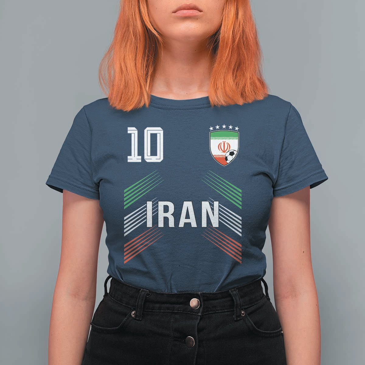 Iran Soccer Sports Graphic Number 10 Jersey Style T Shirt For Women Proud Iranian Football Fans Game Day Pride