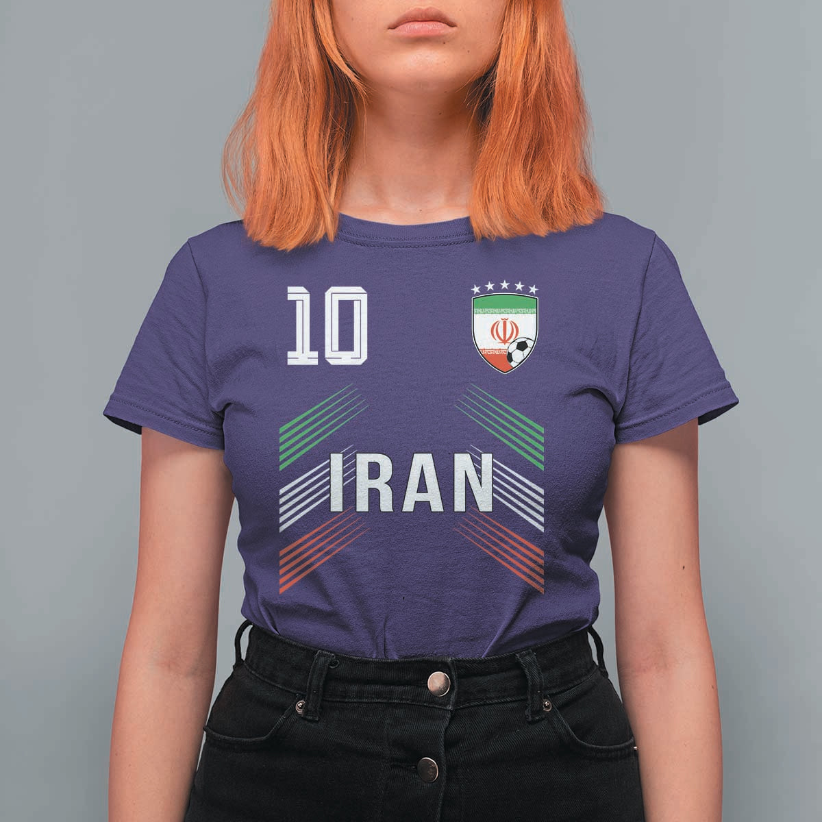 Iran Soccer Sports Graphic Number 10 Jersey Style T Shirt For Women Proud Iranian Football Fans Game Day Pride