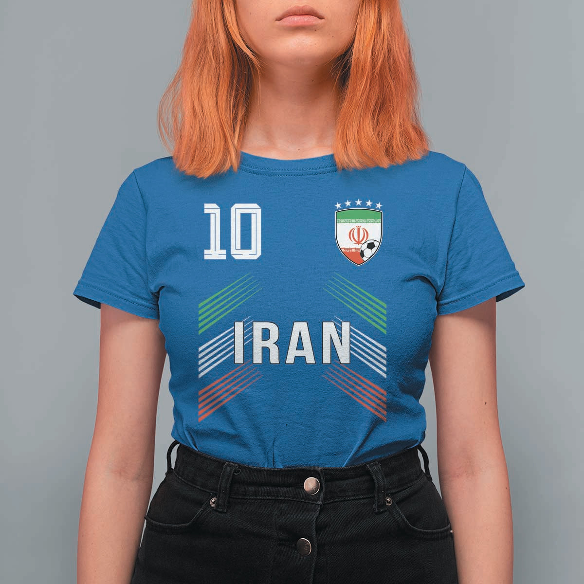 Iran Soccer Sports Graphic Number 10 Jersey Style T Shirt For Women Proud Iranian Football Fans Game Day Pride