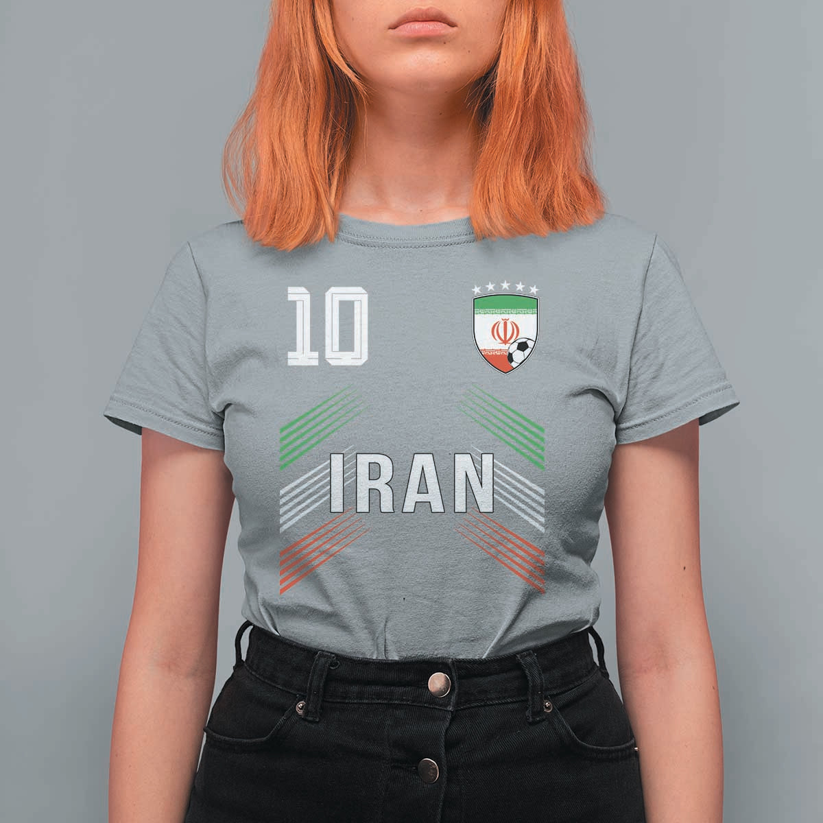 Iran Soccer Sports Graphic Number 10 Jersey Style T Shirt For Women Proud Iranian Football Fans Game Day Pride
