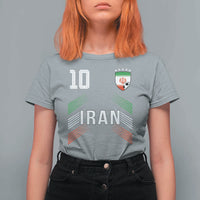 Iran Soccer Sports Graphic Number 10 Jersey Style T Shirt For Women Proud Iranian Football Fans Game Day Pride