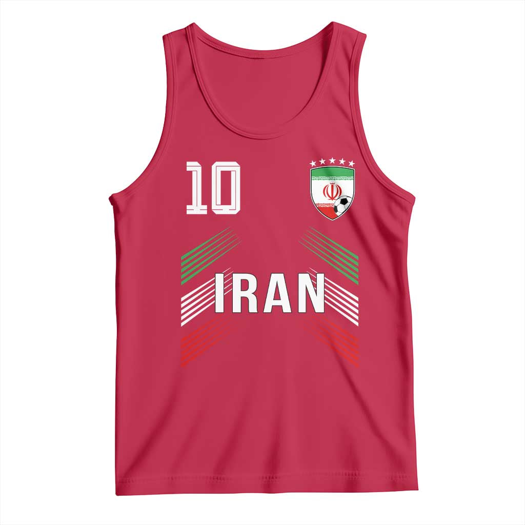 Iran Soccer Sports Graphic Number 10 Jersey Style Tank Top Proud Iranian Football Fans Game Day Pride