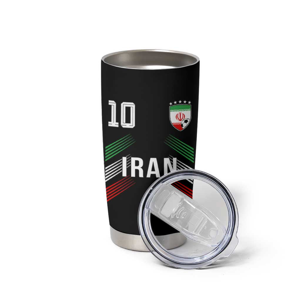 Iran Soccer Sports Graphic Number 10 Jersey Style Tumbler Cup Proud Iranian Football Fans Game Day Pride
