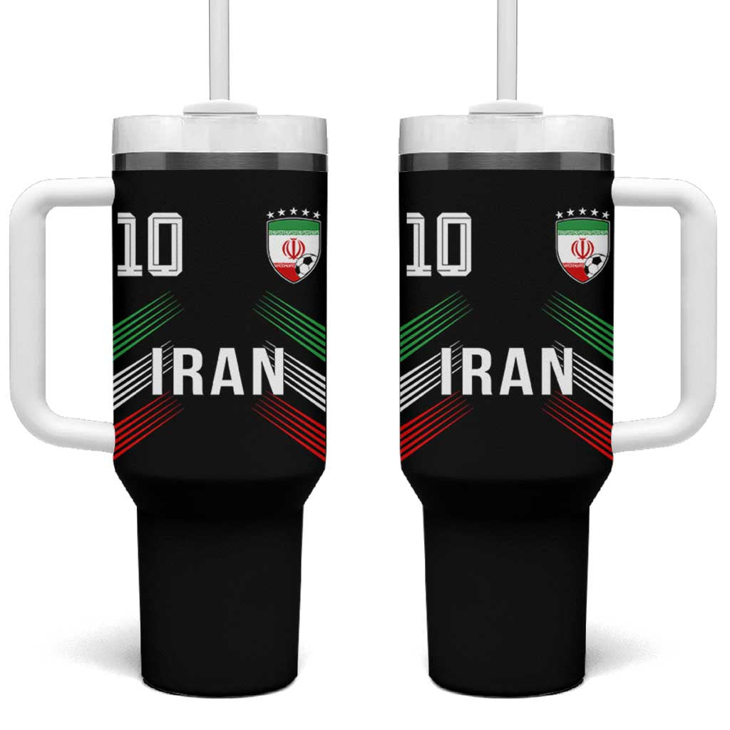Iran Soccer Sports Graphic Number 10 Jersey Style Tumbler With Handle Proud Iranian Football Fans Game Day Pride