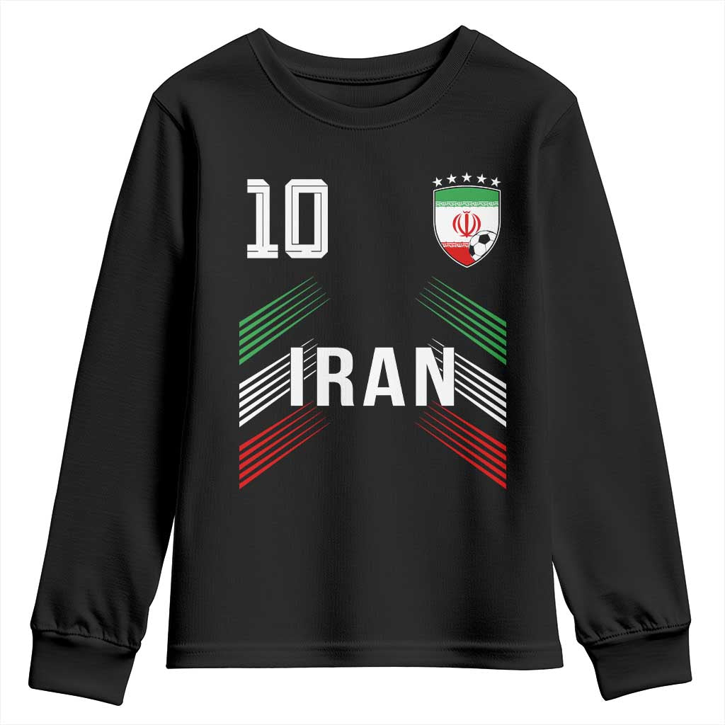 Iran Soccer Sports Graphic Number 10 Jersey Style Youth Sweatshirt Proud Iranian Football Fans Game Day Pride