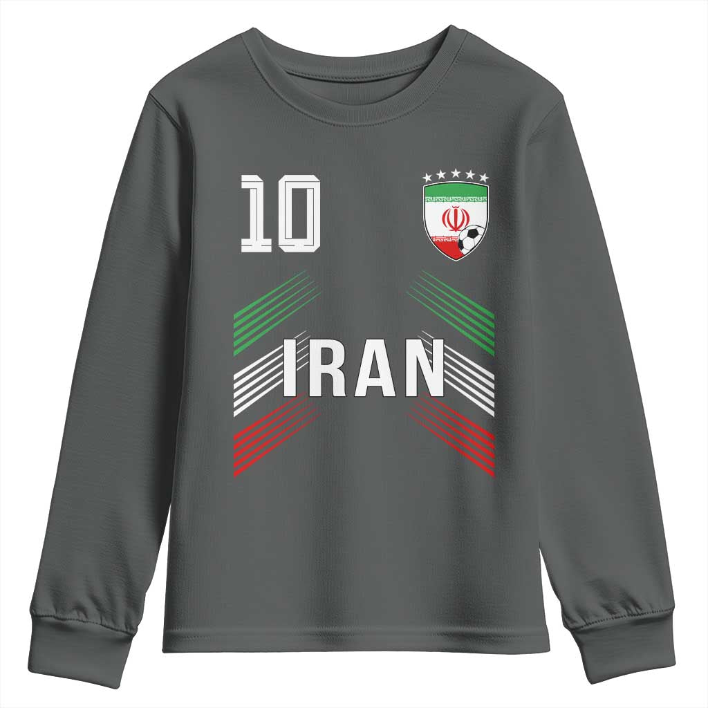 Iran Soccer Sports Graphic Number 10 Jersey Style Youth Sweatshirt Proud Iranian Football Fans Game Day Pride